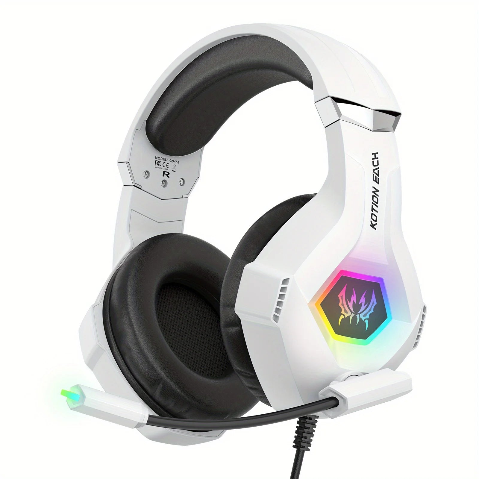 GS450 Head Mounted Esports Earphones, 50mm jack adjustable headband to adapt to different head circumferences, noise cancelling microphone for virtual surround sound, compatible with PC/PS5/Switch/mobile phone for esports, li