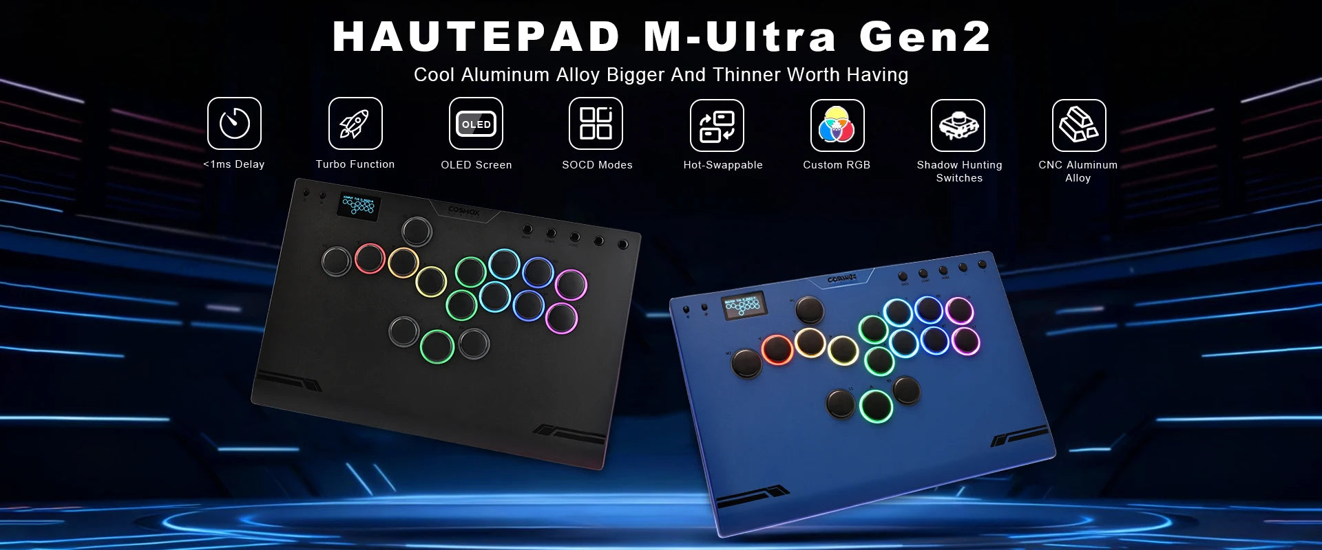 Haute42 Magnetic Stickless Arcade Controller Keyboard C16-S Hitbox Leverless Controller For PC/PS4/PS5/Switch Fight Stick Hitbox