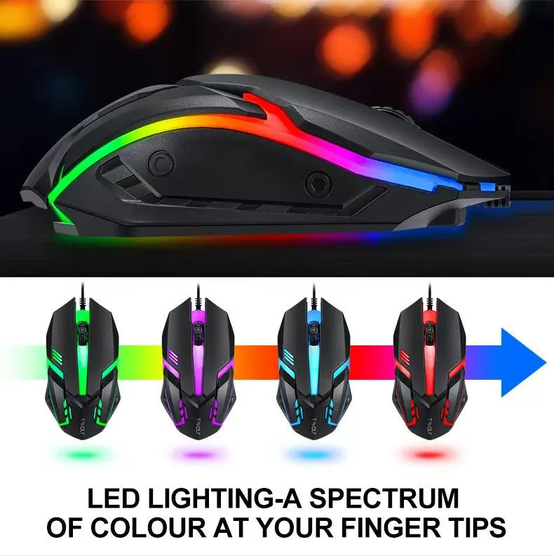 T-WOLF Thunderwolf TF880 Wired Keyboard, Mouse, Headphones and Audio Five-piece E-sports Game Enjoy Super Fast Moving Speed.