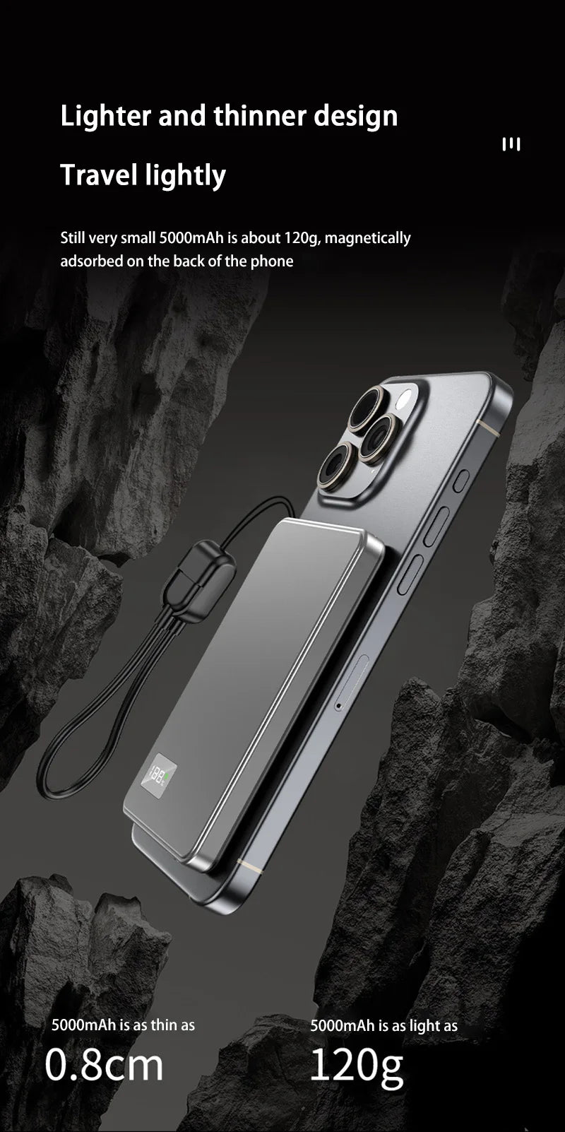 Wireless Magnetic 500000mAh Power Bank Fast Charging Portable PD22.5W External Battery for Magsafe for iPhone17 Samsung Xiaomi