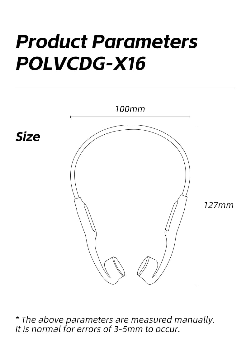 POLVCDG bone conduction earphones IPX8 waterproof 32GB memory Bluetooth 5.4 silicone material 2024 new product X16