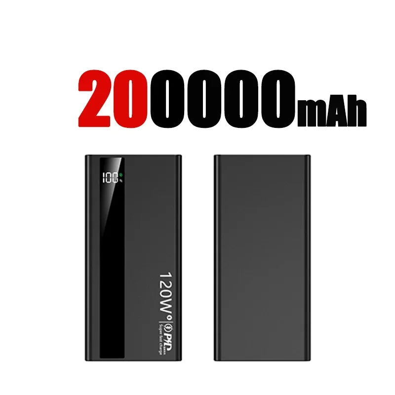 Lenovo 120W Fast Charging 2026 Large Capacity 200000mAh Digital Display Power Bank Outdoor Power Supply for Huawei iPhone