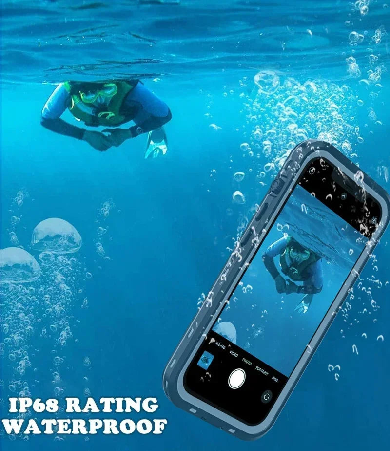 For iPhone 16 15 14 Plus 13 12 11 Pro XS Max XR IP68 Waterproof Phone Case Dustproof Diving Swim Surfing Cover Screen Protector