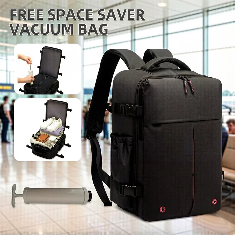 Vacuum-compressed Women's Multi-functional Backpack, Equipped with A Vacuum Pump and Smooth Zippers, Suitable for Business Trave