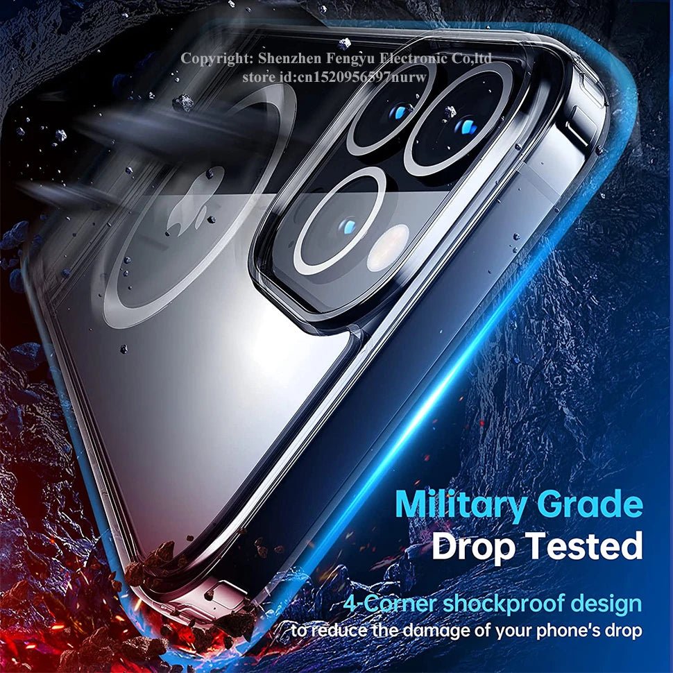 Stand Clear Magnetic Phone Case for iPhone 17 Pro Max Air 16 15 14 13 12 11 X XS Cases with Kickstand Transparent Holder Cover