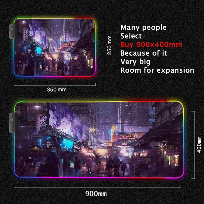 RGB Led Backlight Mouse Pad Cool Cyberpunk Gaming Accessories Carpets Large Mause Pad Gamer XL Neon Desk Mat Rug Mouse Mat