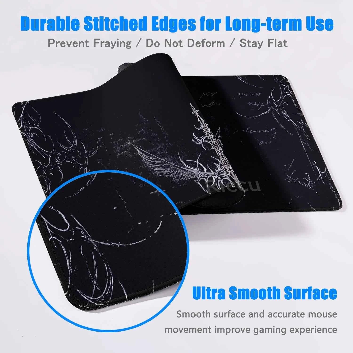 Black White Cybersigilism Deskmat Gothic Sword Art Mousepad Office Rubber Mouse Pad XXL PC Desk Accessories Gaming Keyboard Mats
