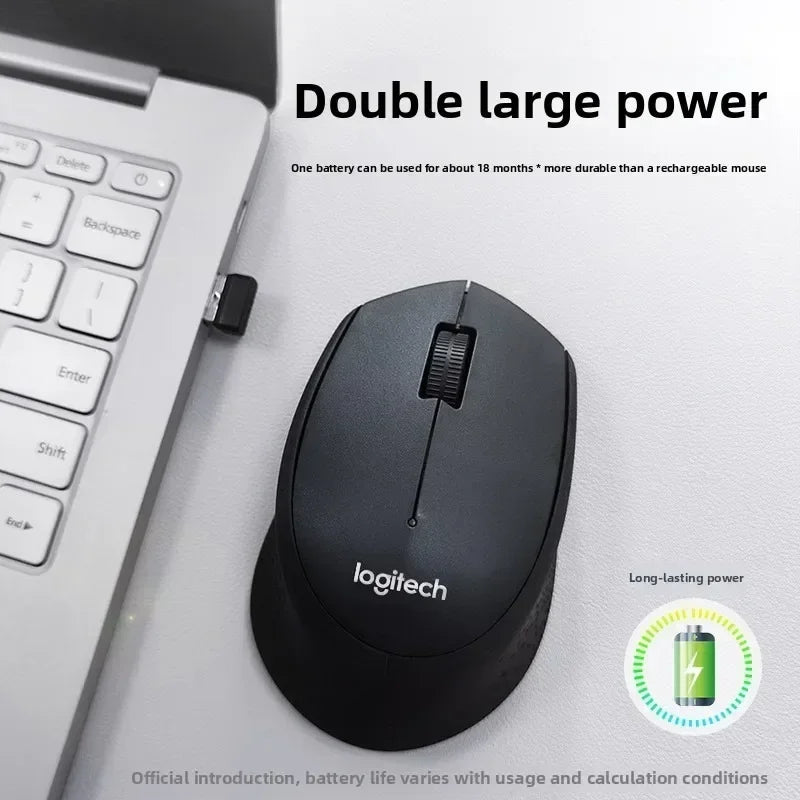 Logitech Compact 2.4G Wireless Silent Mouse M330 M331 Ergonomic Plug and Play for Desktop Computer PC Optical Mouse