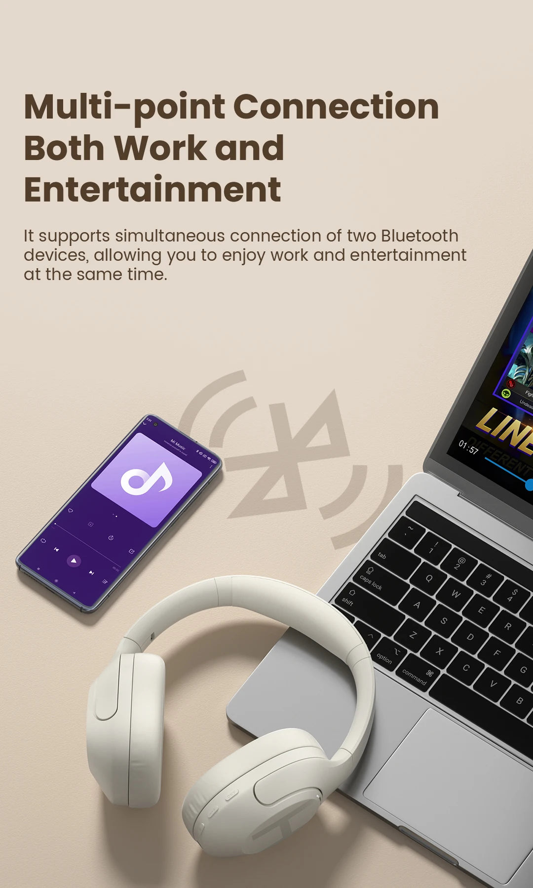 HAYLOU S35 ANC Wireless Bluetooth Headphones 42dB ANC ENC Over-ear Headphone Noise Cancellation 60H Playtime Earphones Men Women