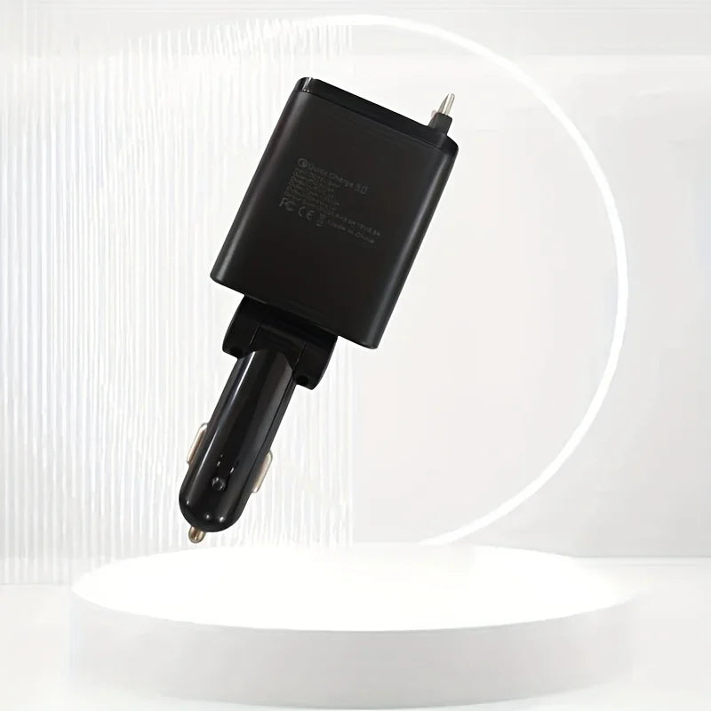 7 Ports Fast Car Charger with LED Display Rotatable Car Cigarette Lighter Charger Adapter USB & Type C for All Smartphones Table