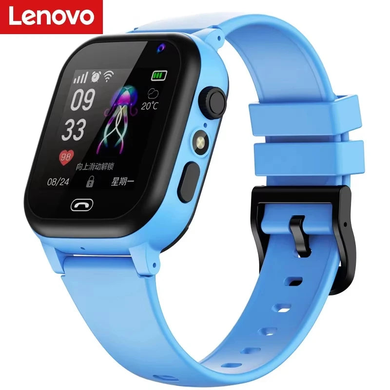 Lenovo Kids Smart Watch SOS GPS Location Sim Card Camera Heart Rate Monitoring Bluetooth Calling Waterproof Gift For Android