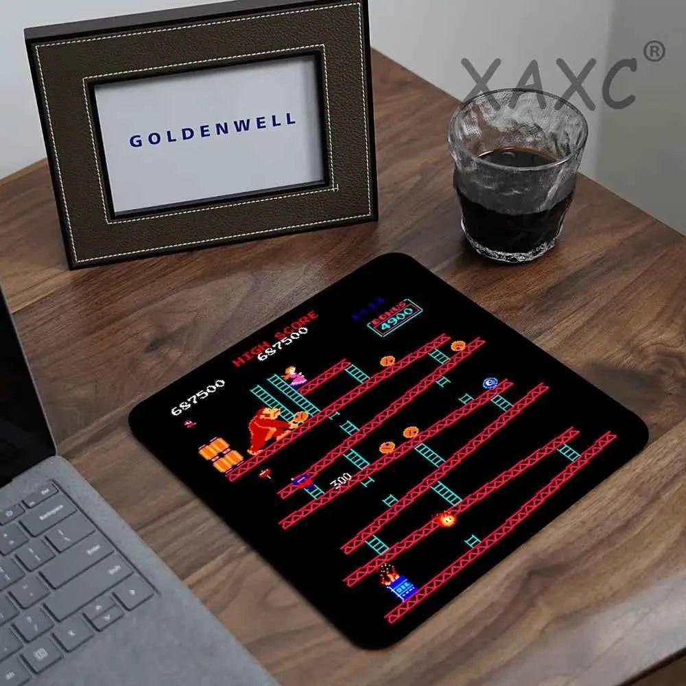 Donkey Kong Mouse Pad Square Non-Slip Rubber Mousepad with Stitched Edges Arcade Game Collage Gaming Computer PC Table Pads Mat