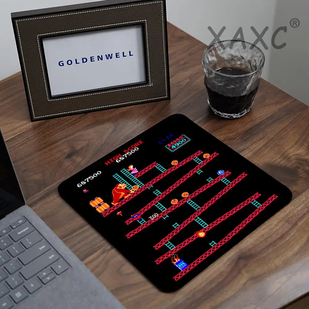 Donkey Kong Mouse Pad Square Non-Slip Rubber Mousepad with Stitched Edges Arcade Game Collage Gaming Computer PC Table Pads Mat