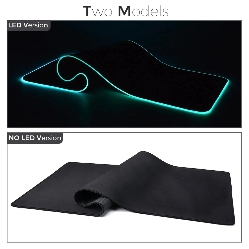 White And Black LED Mousepad RGB Gaming Mouse Pad Game Accessorie Backlit Desk Mat Computer Keyboard Mice Mat XXL Large Mausepad