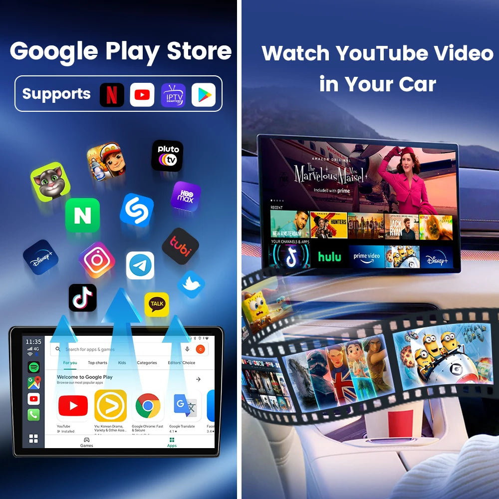 Carlinkit Ai Box Android 13 Led Wireless Android Auto & CarPlay Smart Tv Box QCM6225 Support Youtube Netflix Car Accessories