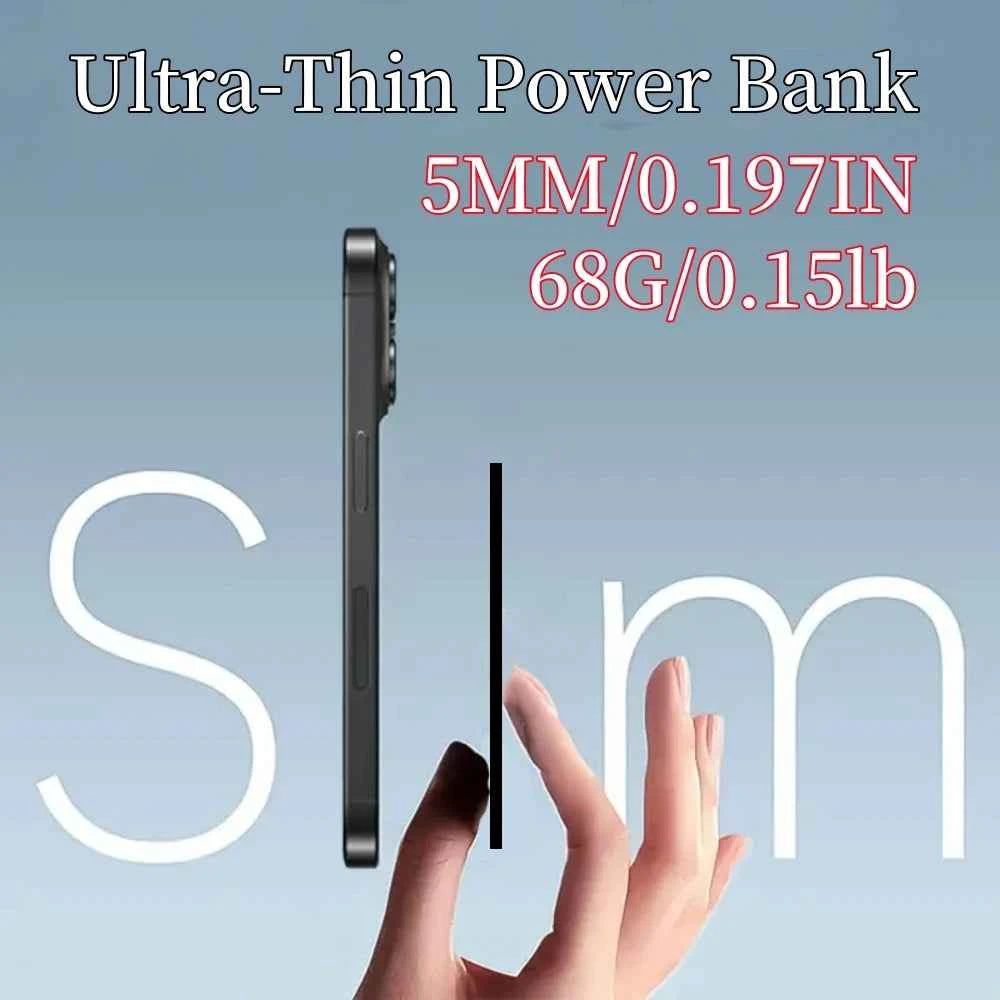 CHXDEV Ultra-Thin Magnetic Power Bank Ultra-Slim 8000mAh Charger , Mini Power Banks For Card Holder Wallet, For IPhone XIAOMI