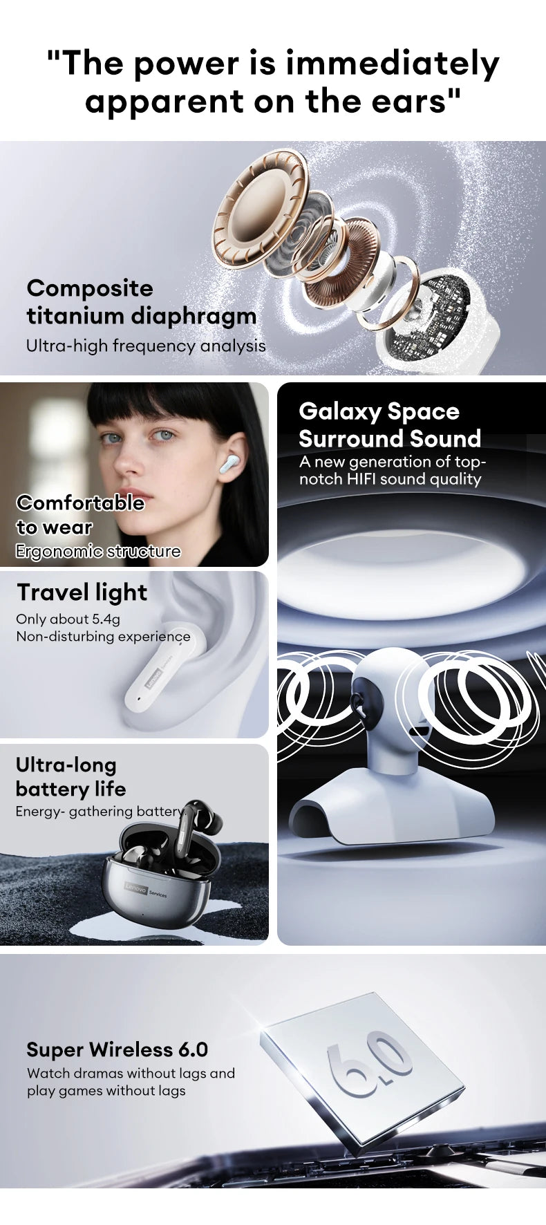 Choice Lenovo Wireless Earphones Bluetooth 6.0 Low Latency Gaming Headset Sport Earbuds XT88Plus Business Headphone 300mAh LE202