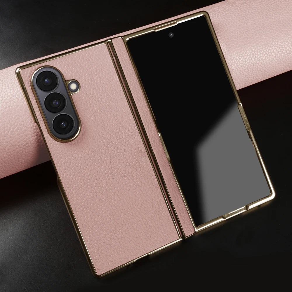 Genuine Leather Case For Samsung Galaxy Z Fold 7 6 5 4 3 fold4 fold3 Fold5 Fold6 Fold7 phone Cover Cases Fundas Coque Shell Capa