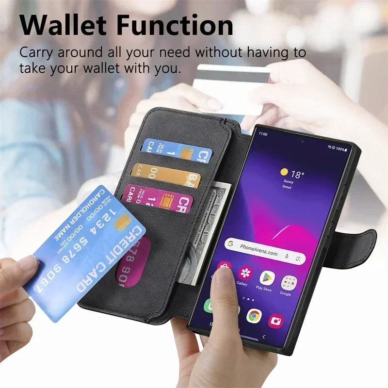 Magnetic 2 In 1 Detachable Flip Card Wallet Case For Magsafe Samsung Galaxy S26 S25 S24 S23 FE S22 S21 Ultra Note20 Plus A56 A36