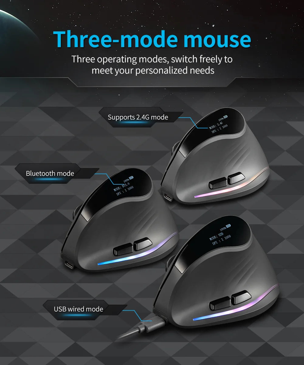 Lefon 2.4G Ergonomic Wireless Mouse Rechargeable Vertical Mouse Gaming Mice for PC Laptop MacOS Office F35C/F35B/F35 Model 버티컬 마