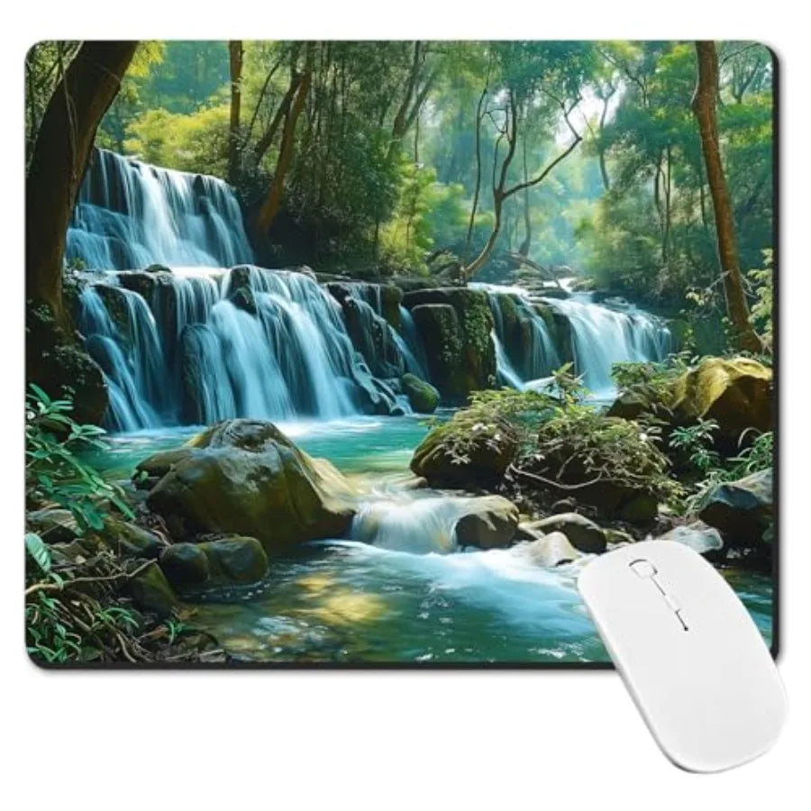 Mouse Pad, Winter Snowy Scenery Patterned Mousepad Non-Slip Rubber Base Mouse Mat Waterproof Gaming Mouse Pad for Wireless Mous