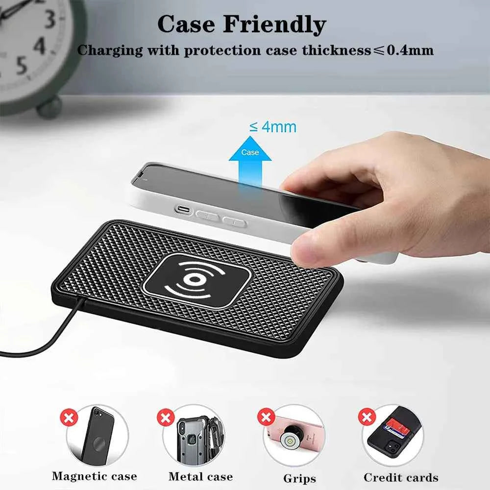 Car Wireless Charger for Iphone 16 15 15 Pro Max 14 13 12 X Samsung S24 S23 Wireless Car Charger Silicone Pad Stand Fast Charger