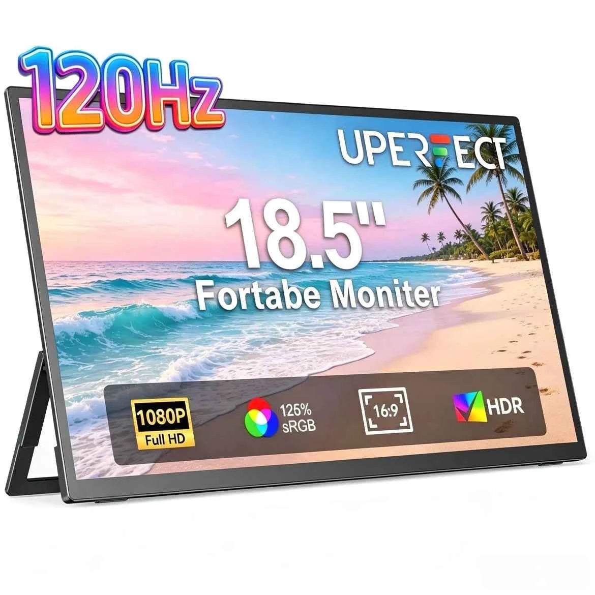 UPERFECT Portable Monitor For Laptop 18.5inch 120Hz IPS HDR HDMI USB-C Ultra-Slim Travel Display For Laptop MacBook Pro Air PC