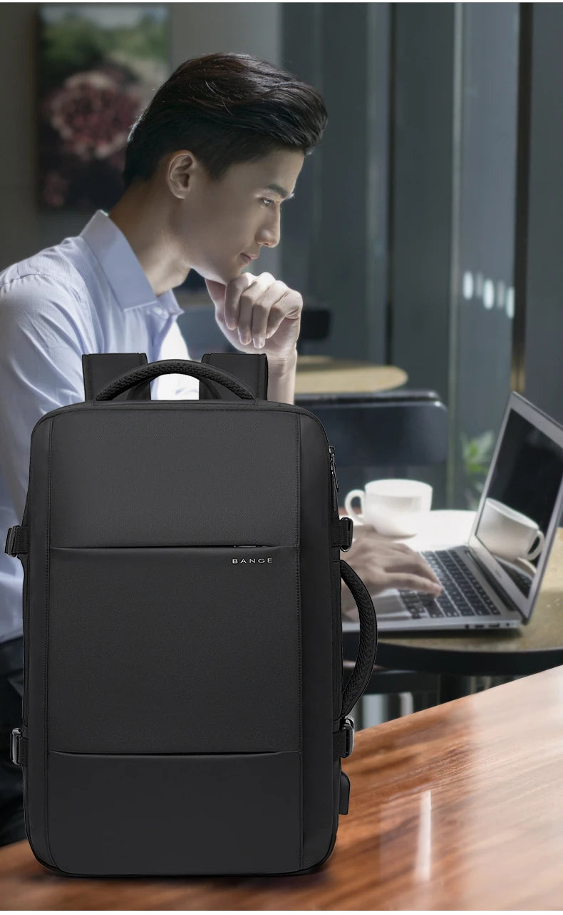BANGE Aesthetic Men Business Backpack School Expandable USB Bag, Large Capacity 17.3 Laptop Waterproof Fashion Travel Backpack