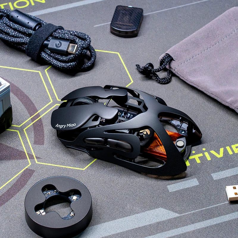 Angry Miao AM Infinity Mouse Tri Mode Wireless Mouse Paw3950 8000Hz Lightweight Hollow Out Magnalium Gaming Mice PC Accessories - WinSupport Tech