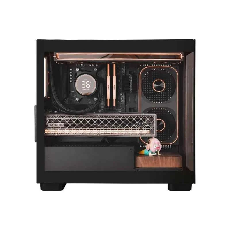 F1 Itx Case Walnut Sea View Room Desktop Computer Case With Glass Side View Support Matx/Atx Board E-Sports Game Computer Case