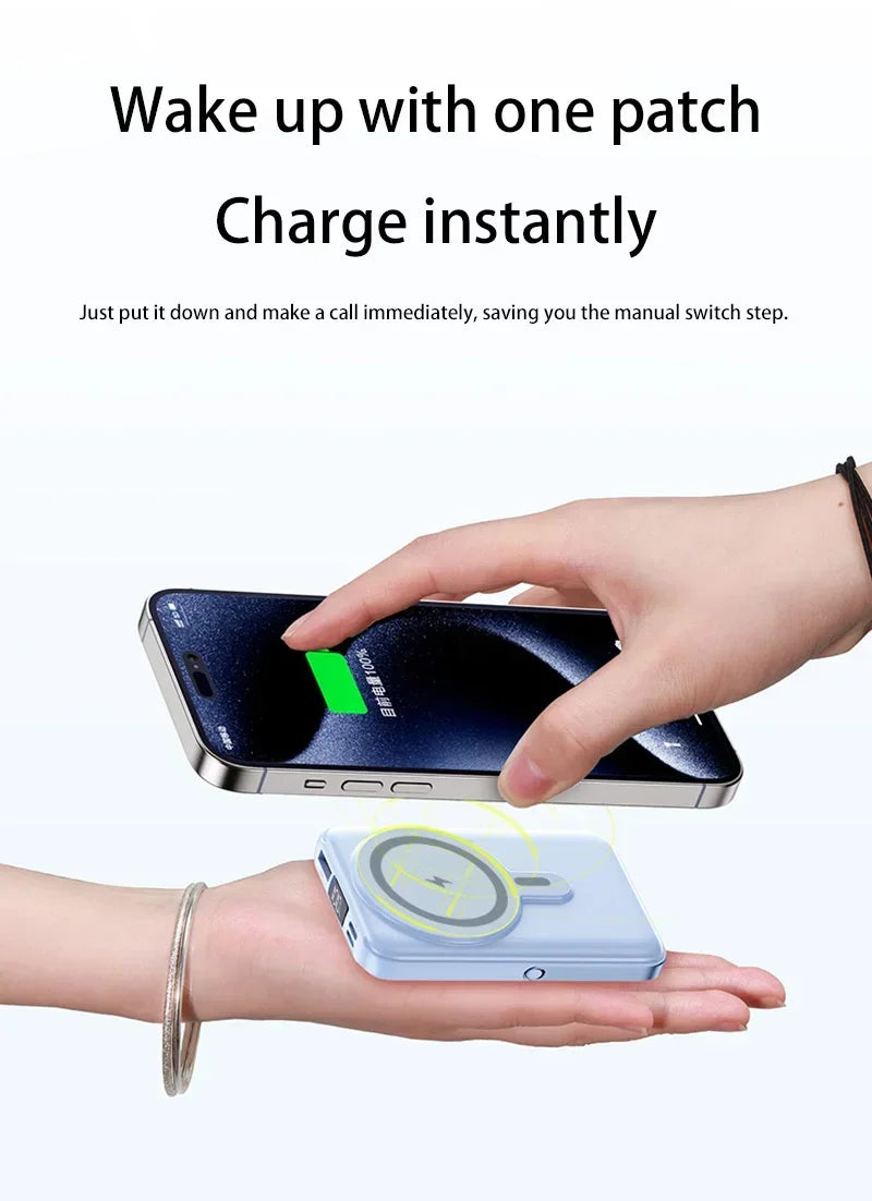 20000mAh Portable Fast Charger Magnetic Wireless Power Bank with Cable Stand External Battery for iPhone Samsung Xiaomi Magsafe