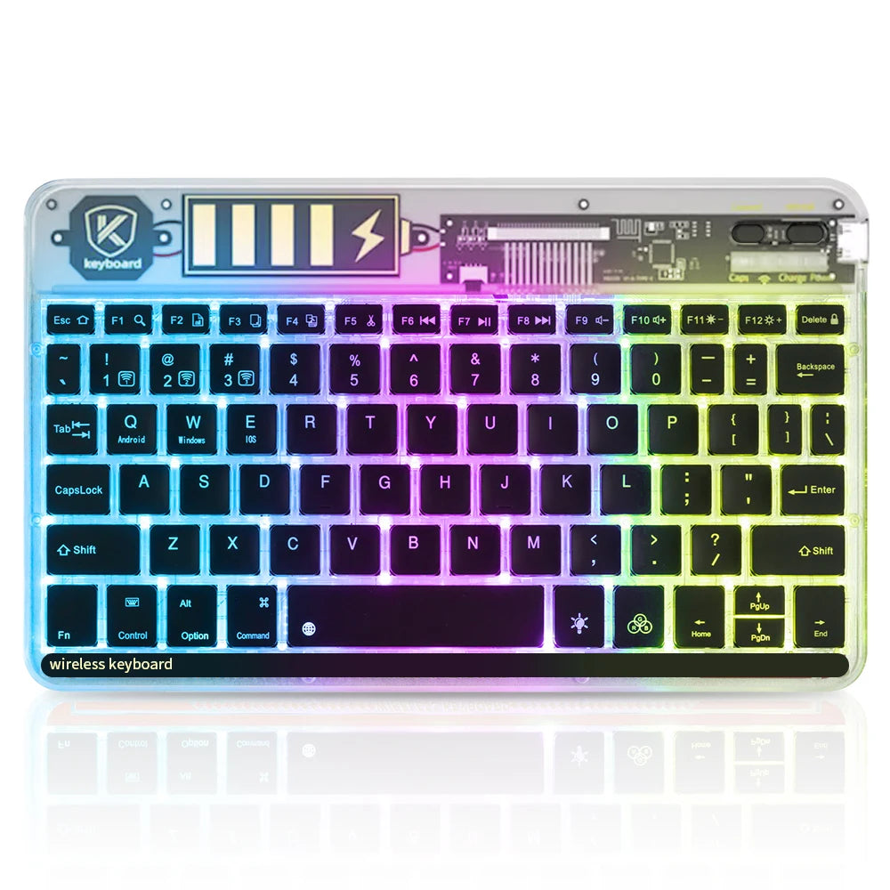 Transparency Bluetooth Keyboard For Tablet Phone Wireless Keyboard Korean Russian French Arabic Tablet for iPad Android