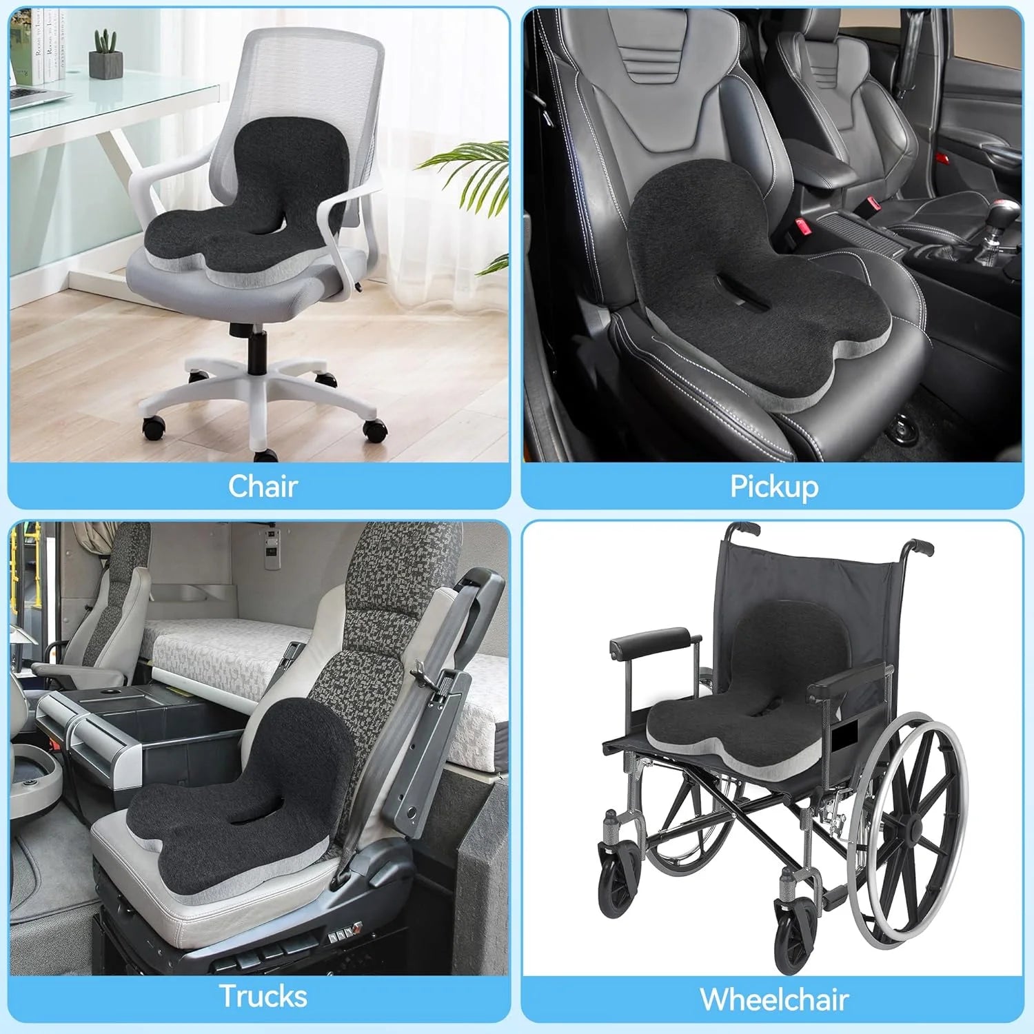 Memory Foam Cushion Interior Accessories Pillow Car Seat Waist Pillow Lumbar Support Office Pillow Chair Cushion