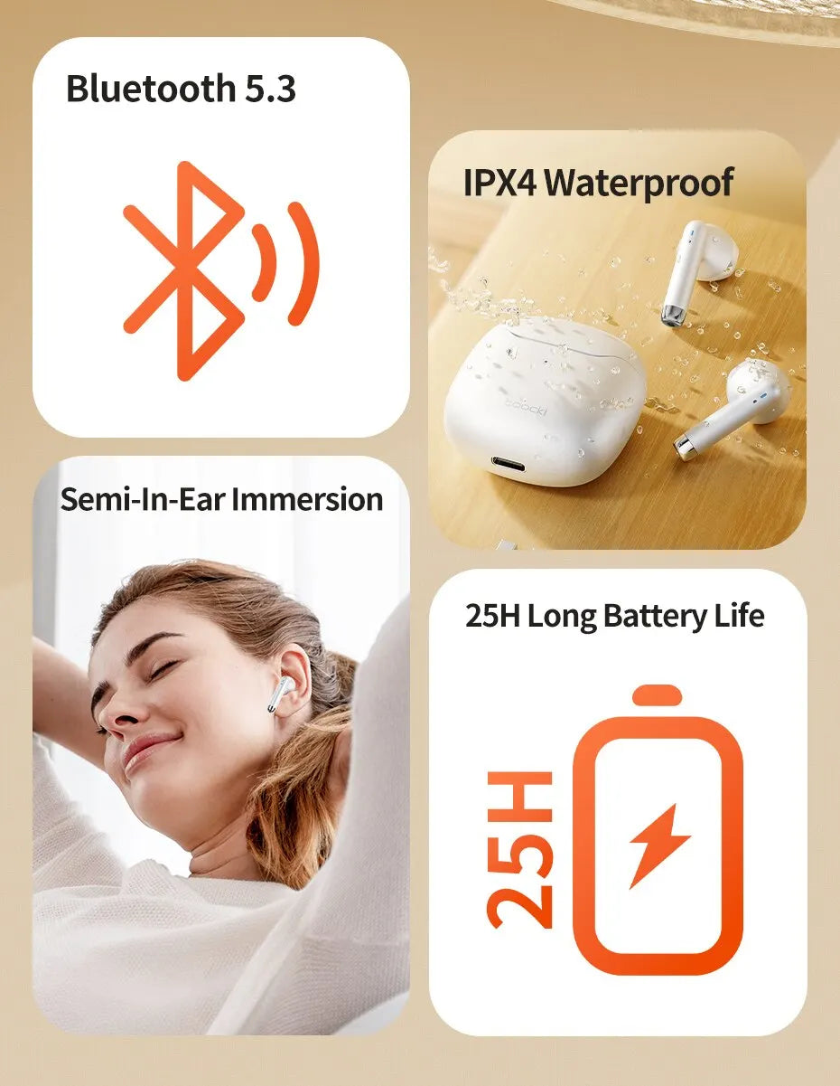 Toocki Wireless Bluetooth Headphones Bluetooth 5.3 TWS Earphones IPX4 Waterproof Mini Earbuds For Xiaomi Huawei Redmi All Phone