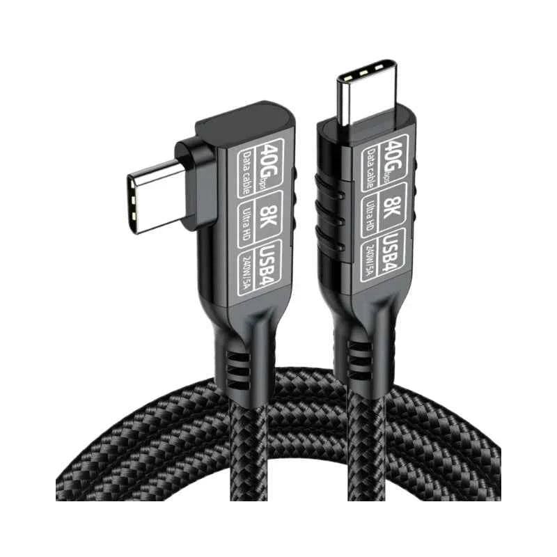 Thunderbolt4 Cable USB4 Elbow 90 Degree Angle Cable PD240W 40Gbps Type-C Thunderbolt3 Data Charging Cable For Carplay Laptop SSD