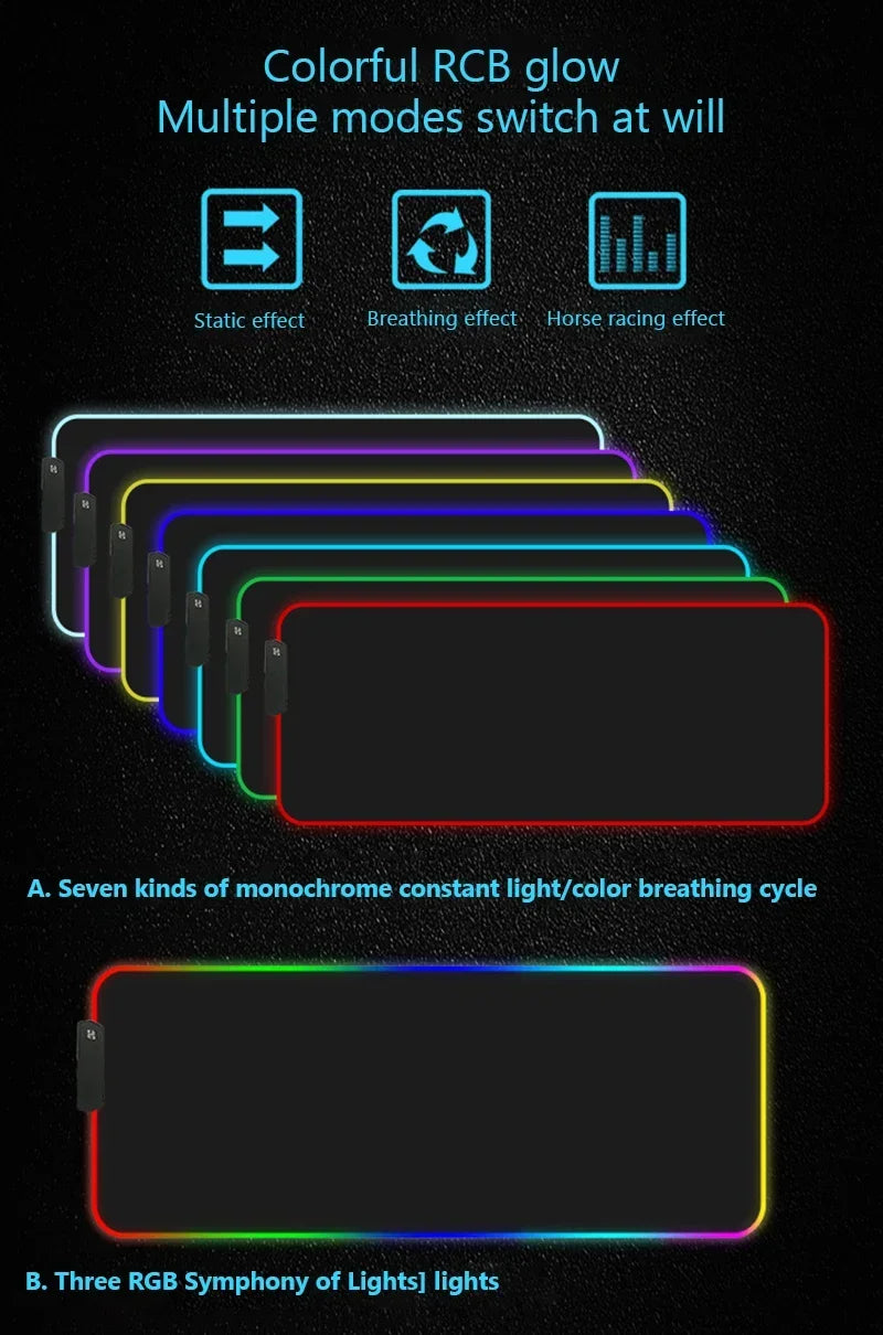 LED D-dayzs Mouse Pad Large RGB Mouse Pad XXL LED Mouse Mat Mousepads Table Pads Keyboard Mats Desk Rug with Backlit Gaming Mats