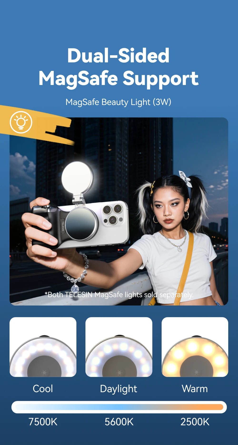 TELESIN Magnetic Phone Camera Hand Grip Universal Smart Phone Holder with Remote Control for iPhone & Android Bluetooth Shooting Aid