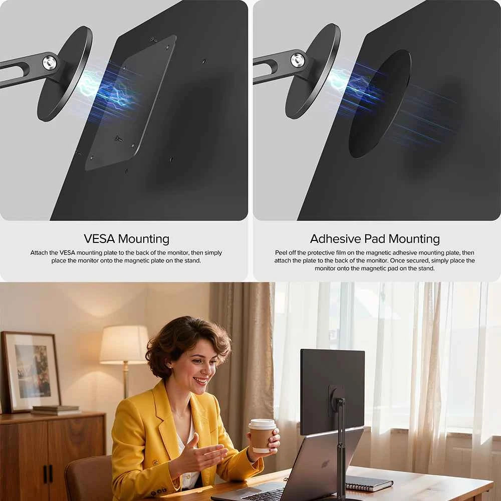 UPERFECT Portable Magnetic VESA Mount for Monitor 360° Swivel Base Adjustable Stand Multi-Angle Holder Support 12