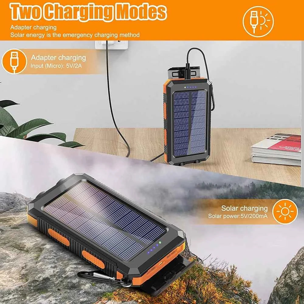 Solar Power Bank 80000mAh Portable Charging Poverbank External Battery Charger Strong Light LDE Light for All Smartphones