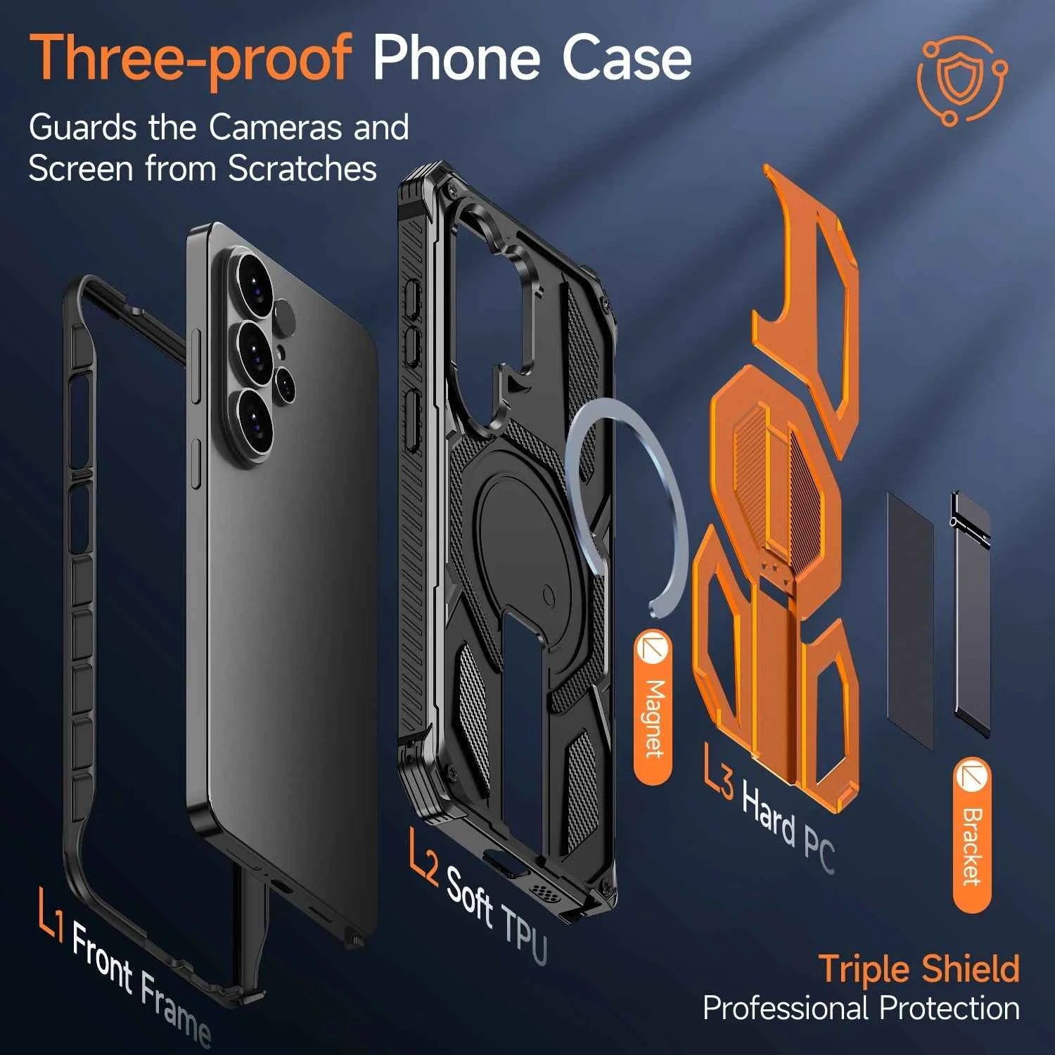 Armor Case For Samsung Galaxy S26 S25 S24 Ultra Plus 25 FE S24FE Coque For Magsafe Wireless Charging Magnetic Metal Stand Cover