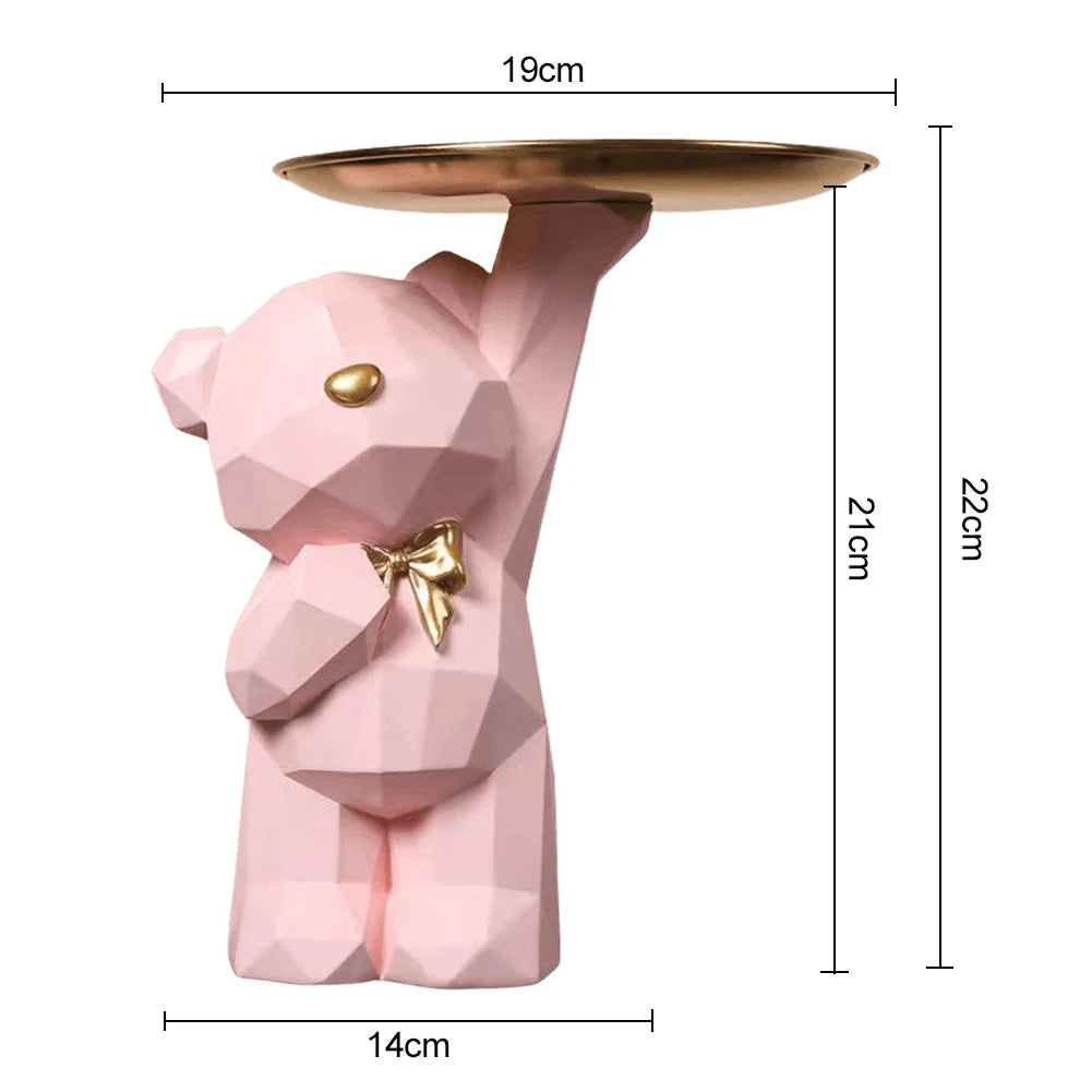 Resin Storage Box Crafts Geometric Bear Resin Desk Decoration Candy Sundries Household Supplies for Office Coffee Shop