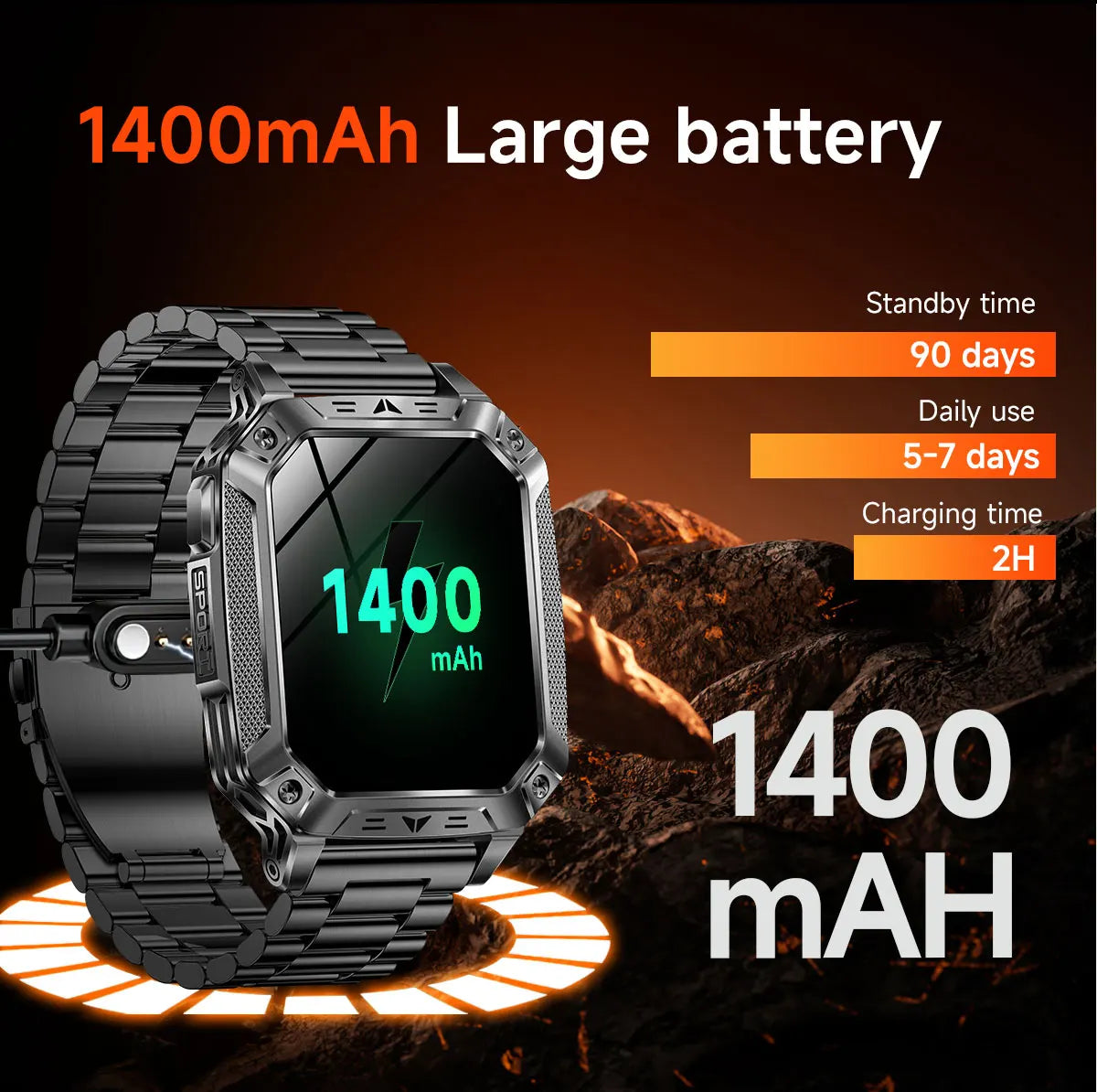 TANK Ultra 2026 1400mAh Military GPS Smart Watch Men 200Day Standby Rugged Tactical Watch 10ATM Diving SOS Satellite Alert Clock