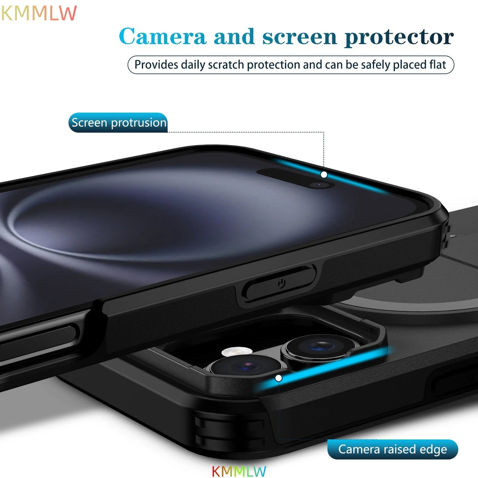 Lens Protect Camera Phone Case for iPhone 16 15 14 13 12 11 Pro Max Plus 16e Magnetic Kickstand Cover