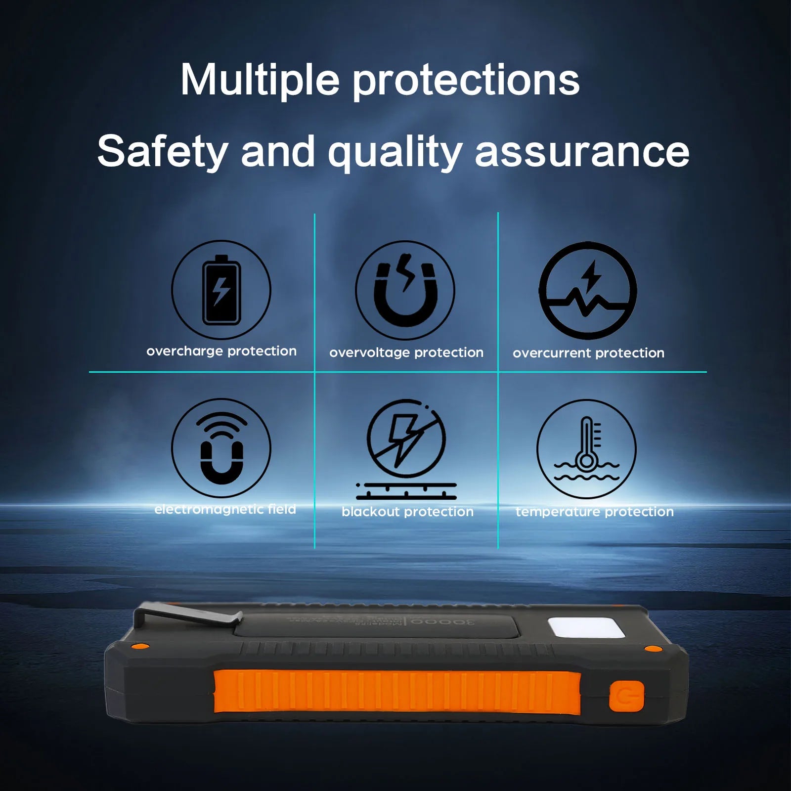 26800mAh Solar Power Bank Large Capacity Portable Outdoor Fast Charging Li-polymer Battery Flashligh for Iphone Android Phones