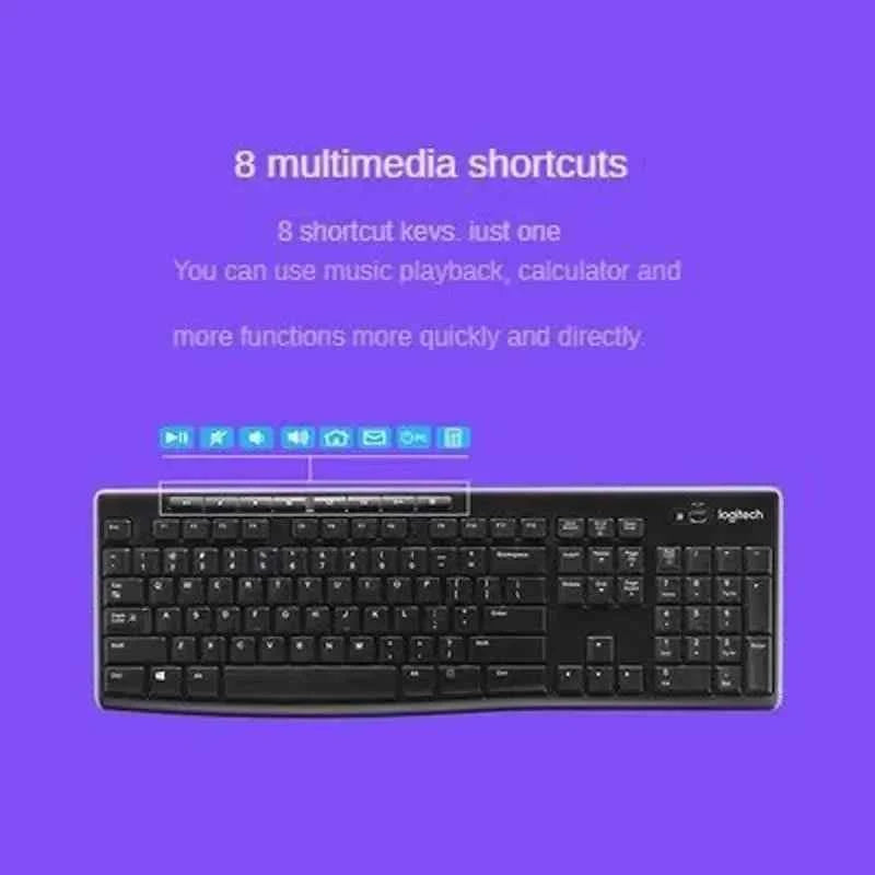 Logitech K270 Wireless Keyboard Full Size - Quiet Multimedia Keys, Spill-Resistant for PC, Laptop, Office Home Business