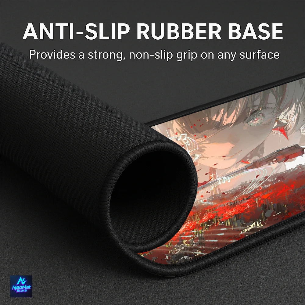 Japanese Anime Mouse Pad Gaming Desk Mat Rubber 90x40cm Red Floral Battle Scene Accessories Mousepads