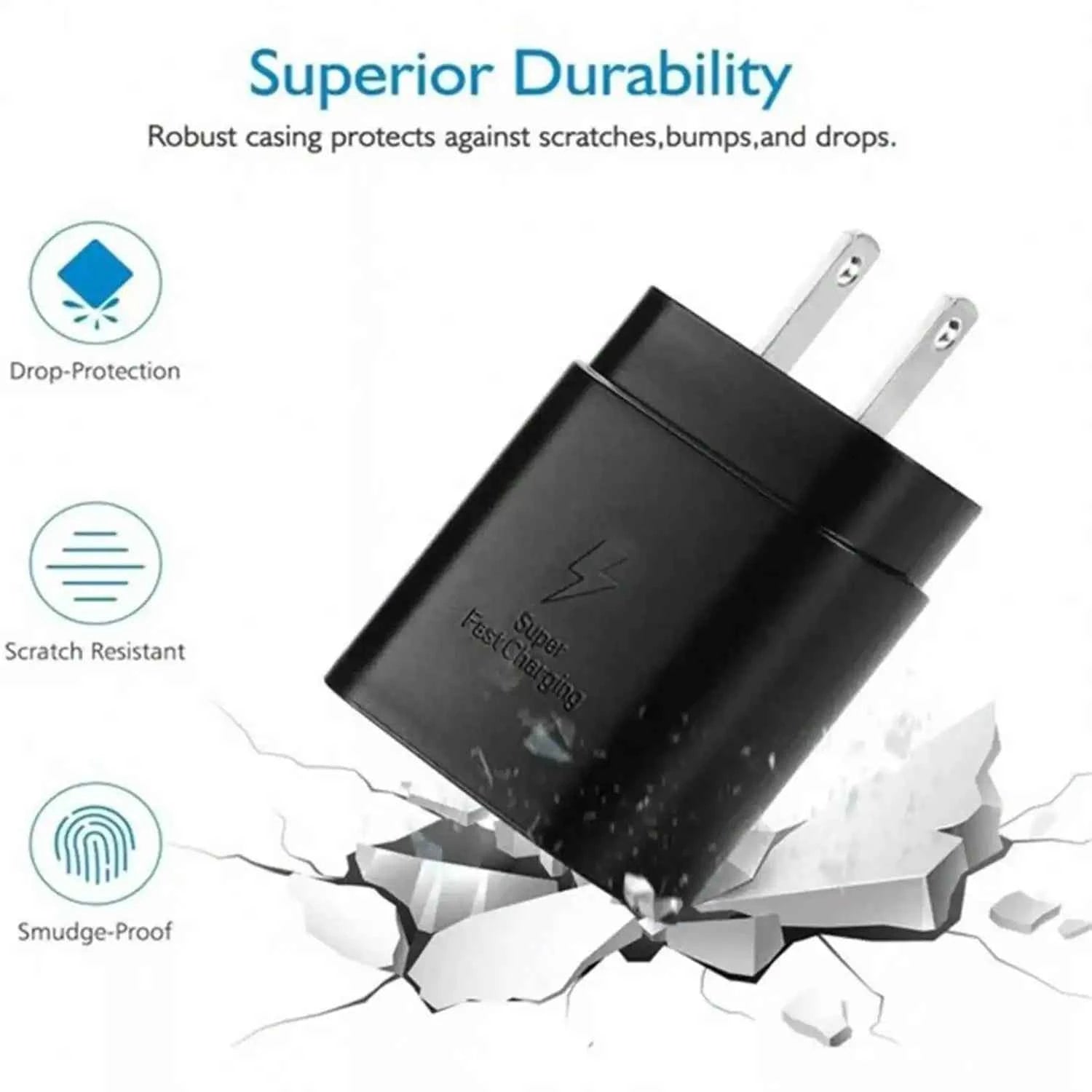 25W USB-C Fast Charging Wall Charger Adapter Compatible with Samsung Galaxy & iPhone Series Smartphones and Tablets