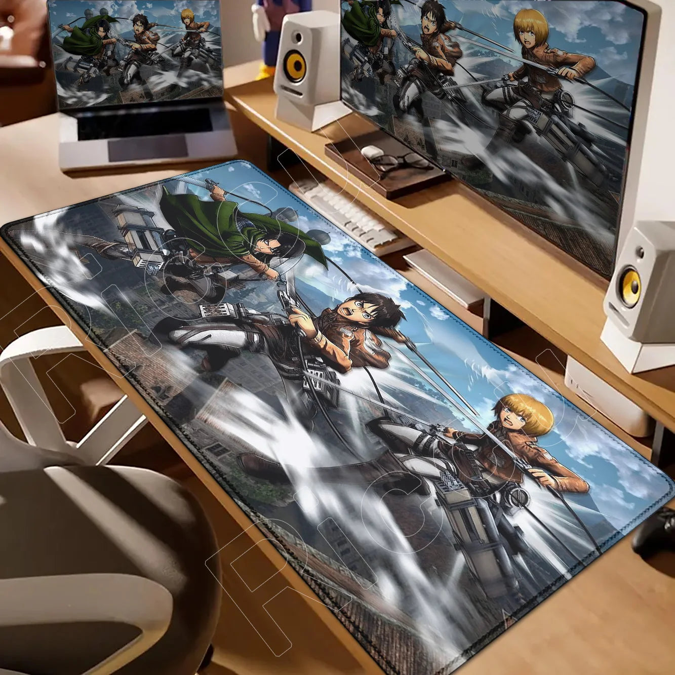 New HD Printing Attack on Titan Anime Desk Mat Large Lock Edge Mouse Pad Computer Mousepad Gaming Laptop Keyboard Mouse Mats Rug