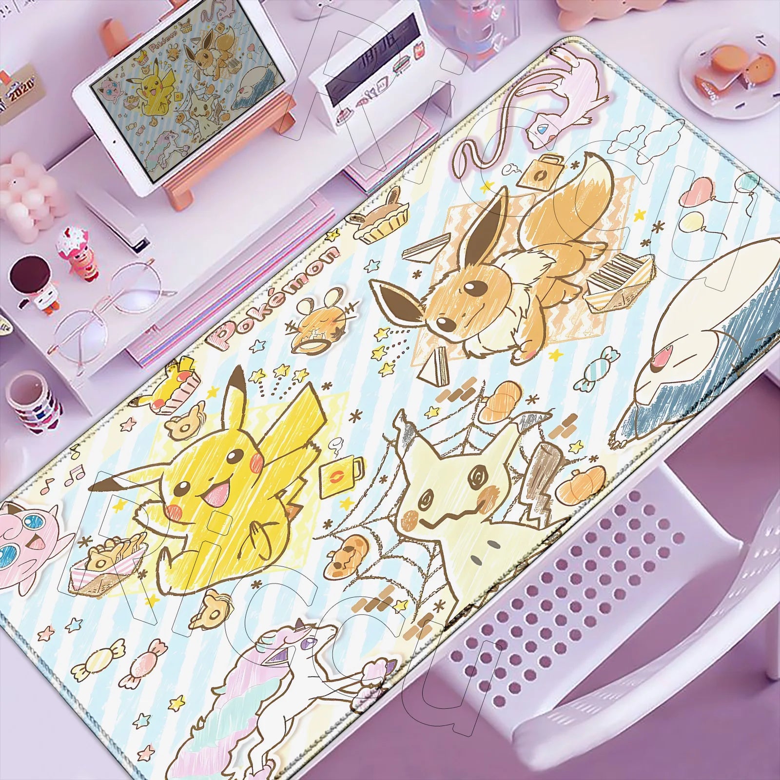 P-Pokemons Sylveon Eevee Mousepad Mouse Pad Large Gamer XXL Pc Keyboard Desk Mouse Mat Carpet Rubber Tapis Souris Gaming Notbook