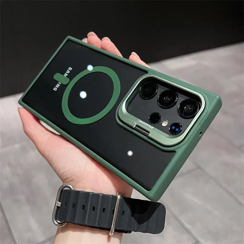 For Magsafe Hidden Holder Clear Case For Samsung Galaxy S26 S25 S24 Ultra Plus S23 FE Shockproof Magnetic Wirelesss Charge Cover